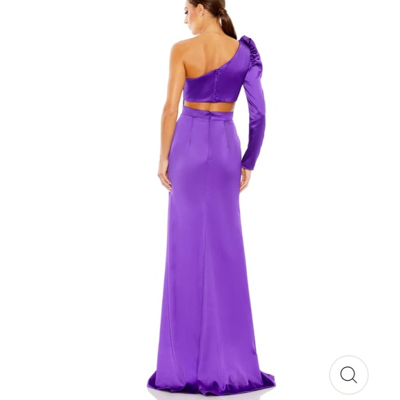 Mac Duggal PUFF ONE SLEEVE CUT OUT SIDE KNOT GOWN - Picture 2 of 6